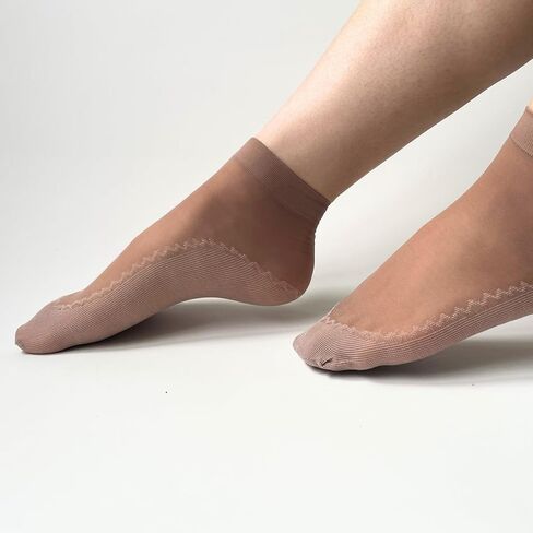 12 Pairs Nylon Socks for Women Sheer Ankle Socks w/Reinforced Bottom and Toe by Daisy&Dino in Saudi Arabia