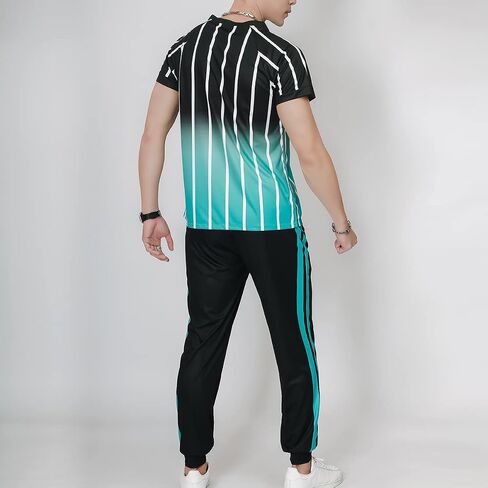 Men's Casual Tracksuits Sportswear Short Sleeve Outfit T-Shirt Trousers Two-Piece Short Set in Saudi Arabia