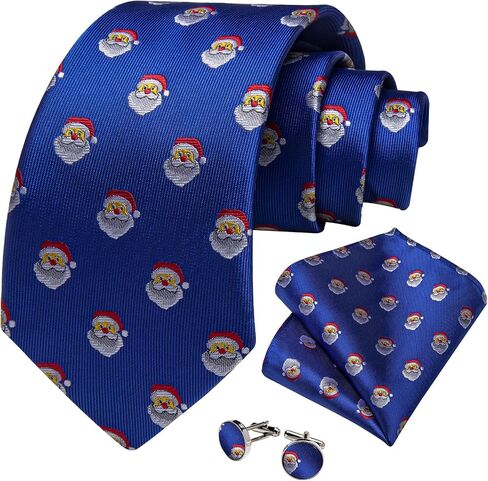 DiBanGu Men's Christmas Tie Silk Woven Jacquard Necktie Set with Pocket Square Cufflinks for Xmas Party Prom in Saudi Arabia