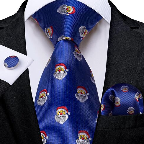 DiBanGu Men's Christmas Tie Silk Woven Jacquard Necktie Set with Pocket Square Cufflinks for Xmas Party Prom in Saudi Arabia