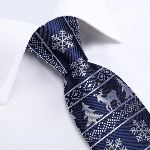 DiBanGu Men's Christmas Tie Silk Woven Jacquard Necktie Set with Pocket Square Cufflinks for Xmas Party Prom in Saudi Arabia