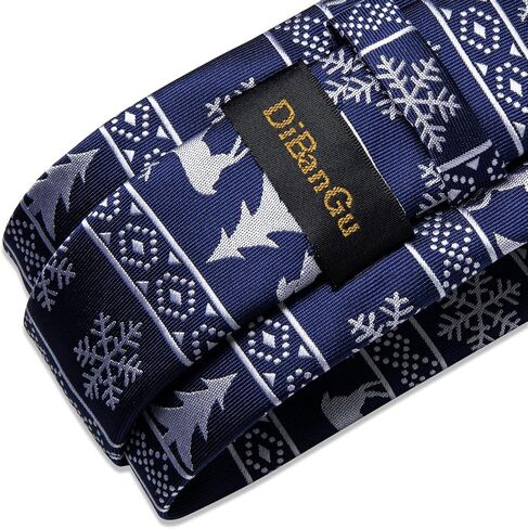 DiBanGu Men's Christmas Tie Silk Woven Jacquard Necktie Set with Pocket Square Cufflinks for Xmas Party Prom in Saudi Arabia