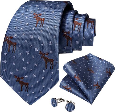 DiBanGu Men's Christmas Tie Silk Woven Jacquard Necktie Set with Pocket Square Cufflinks for Xmas Party Prom in Saudi Arabia
