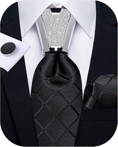 DiBanGu Silk Men's Tie Set Jacquard Woven Ties and Pocket Square Fashion Necktie and Handkerchief Cufflinks Tie Accessories in Kuwait