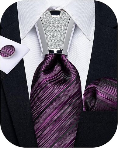 DiBanGu Silk Men's Tie Set Jacquard Woven Ties and Pocket Square Fashion Necktie and Handkerchief Cufflinks Tie Accessories in Kuwait