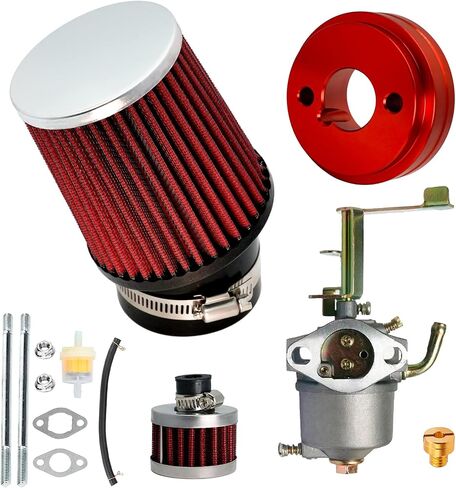 Performance Carburetor Carb Air Filter Adapter Kit for Coleman CT100U CC100X 98cc, Predator 79cc 3HP Engine, Massimo MB100 79cc Mini Bike, SK100 CK100 Go Kart, 154F 3.0 hp Engine Parts, Red in Saudi Arabia