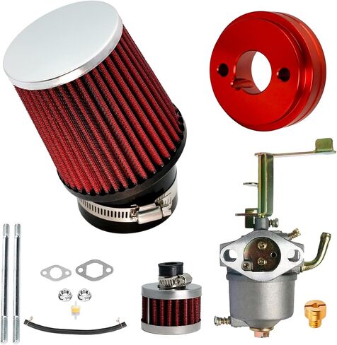 Performance Carburetor Carb Air Filter Adapter Kit for Coleman CT100U CC100X 98cc, Predator 79cc 3HP Engine, Massimo MB100 79cc Mini Bike, SK100 CK100 Go Kart, 154F 3.0 hp Engine Parts, Red in Saudi Arabia