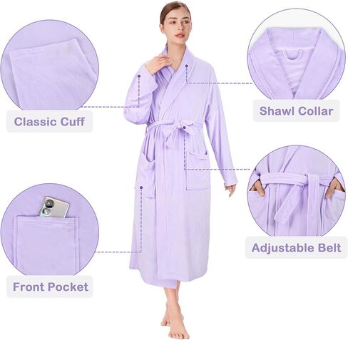 Catalonia Women's Long Bathrobe, Soft Fleece Robe, Comfy Sleepwear Nightgown in Kuwait