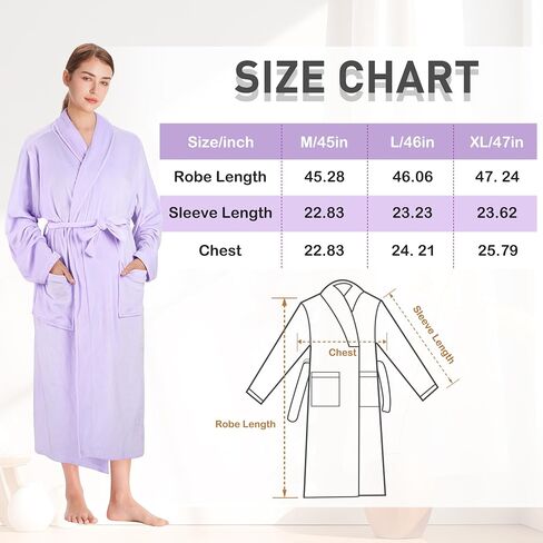 Catalonia Women's Long Bathrobe, Soft Fleece Robe, Comfy Sleepwear Nightgown in Kuwait