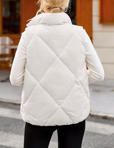 MEROKEETY Womens 2024 Puffer Vest Sleeveless Zip Up Quilted Coat Stand Collar Gilet Jacket With Pockets in Saudi Arabia