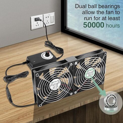 120mm x 4 Computer Fan with AC Plug Variable Speed 110V - 240V DIY Small Window Fan and for Mining Rig, AV Cabinets, Home Theater, Refrigerator, Greenhouse Cooling in Kuwait