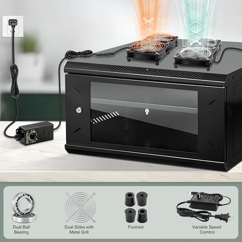 120mm x 4 Computer Fan with AC Plug Variable Speed 110V - 240V DIY Small Window Fan and for Mining Rig, AV Cabinets, Home Theater, Refrigerator, Greenhouse Cooling in Kuwait