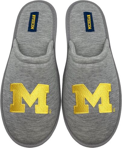 FOCO NCAA MEN'S BIG LOGO HEATHER GRAY SWEATSHIRT SCUFF SLIPPERS NON-SLIP SOLE in Saudi Arabia