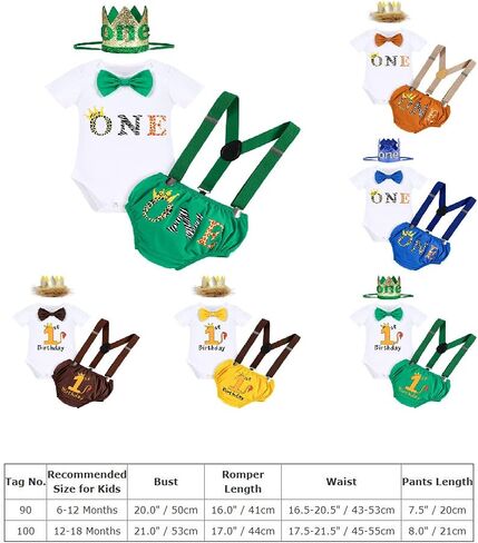 IBTOM CASTLE Baby Boys Lion Wild One Safari Jungle 1st Birthday Romper Outfits Photography Suspenders Crown Bloomers Clothes in Saudi Arabia