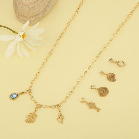 Rambling Rose 14K DIY Necklace,Beach by the Sea Gold Shell Pendant Necklaces Holiday Necklace Fruit Necklace For Women in Saudi Arabia