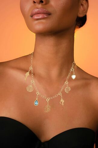 Rambling Rose 14K DIY Necklace,Beach by the Sea Gold Shell Pendant Necklaces Holiday Necklace Fruit Necklace For Women in Saudi Arabia