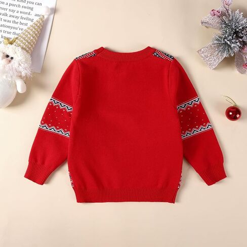 Kids Christmas Sweater for Boy Girls Reindeer Knit Sweaters Fall Winter Crewneck Pullover Xmas Clothes 4-10 Years in Saudi Arabia