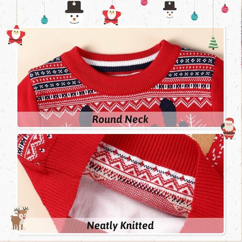 Kids Christmas Sweater for Boy Girls Reindeer Knit Sweaters Fall Winter Crewneck Pullover Xmas Clothes 4-10 Years in Saudi Arabia