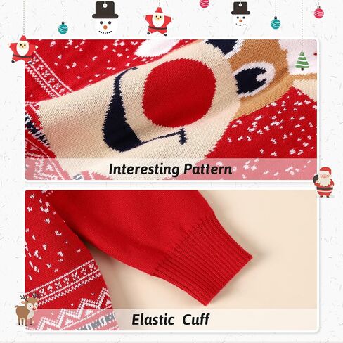Kids Christmas Sweater for Boy Girls Reindeer Knit Sweaters Fall Winter Crewneck Pullover Xmas Clothes 4-10 Years in Saudi Arabia