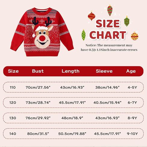 Kids Christmas Sweater for Boy Girls Reindeer Knit Sweaters Fall Winter Crewneck Pullover Xmas Clothes 4-10 Years in Saudi Arabia
