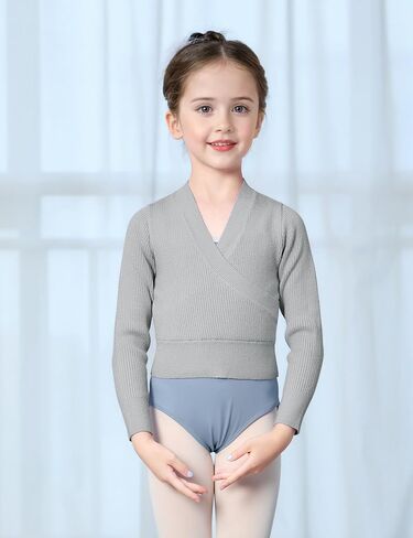 Dance Sweater for Girls Long Sleeve V-Neck Top Sweater for Ballet/Gymnastics/Sports in Kuwait