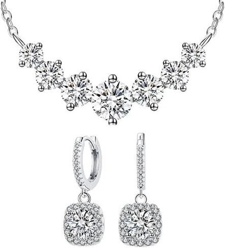 7.6 قيراط مويسانيتي قلادة 2 قيراط مويسانيتي أقراط مجوهرات هدية مجموعة in Kuwait