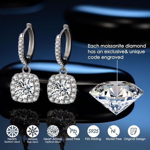 7.6 قيراط مويسانيتي قلادة 2 قيراط مويسانيتي أقراط مجوهرات هدية مجموعة in Kuwait