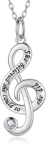 Music Note Necklace Earrings for Women Sterling Silver Classic Treble Clef Music Pendant Musical Jewelry Graduation Gifts for Musician Music Student in Saudi Arabia