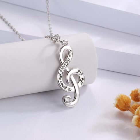 Music Note Necklace Earrings for Women Sterling Silver Classic Treble Clef Music Pendant Musical Jewelry Graduation Gifts for Musician Music Student in Saudi Arabia