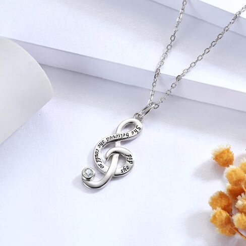 Music Note Necklace Earrings for Women Sterling Silver Classic Treble Clef Music Pendant Musical Jewelry Graduation Gifts for Musician Music Student in Saudi Arabia
