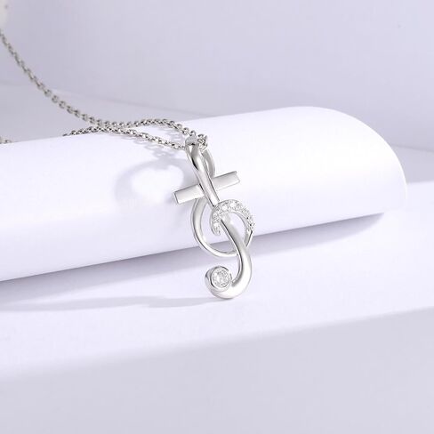 Music Note Necklace Earrings for Women Sterling Silver Classic Treble Clef Music Pendant Musical Jewelry Graduation Gifts for Musician Music Student in Saudi Arabia