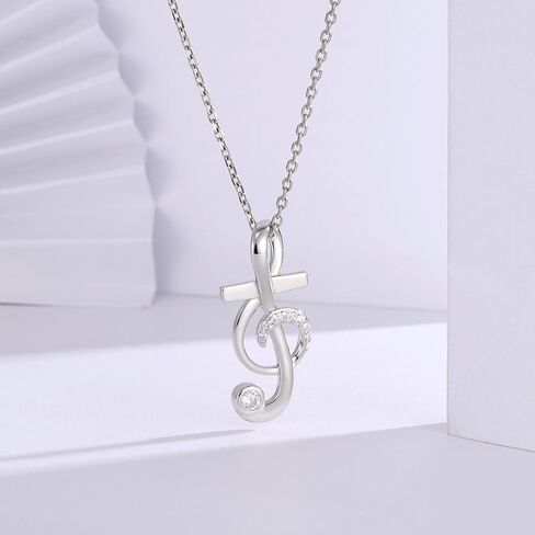 Music Note Necklace Earrings for Women Sterling Silver Classic Treble Clef Music Pendant Musical Jewelry Graduation Gifts for Musician Music Student in Saudi Arabia