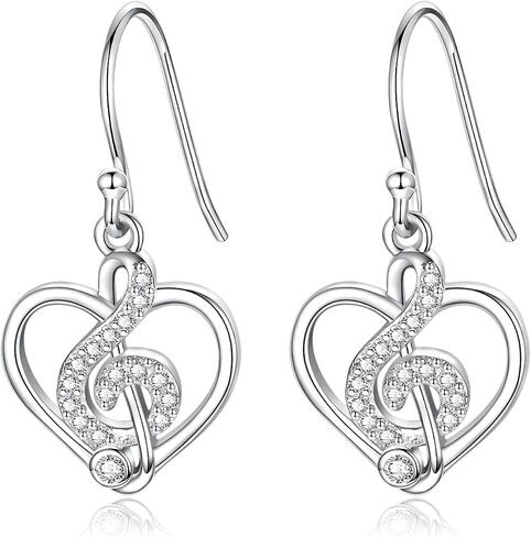 Music Note Necklace Earrings for Women Sterling Silver Classic Treble Clef Music Pendant Musical Jewelry Graduation Gifts for Musician Music Student in Saudi Arabia