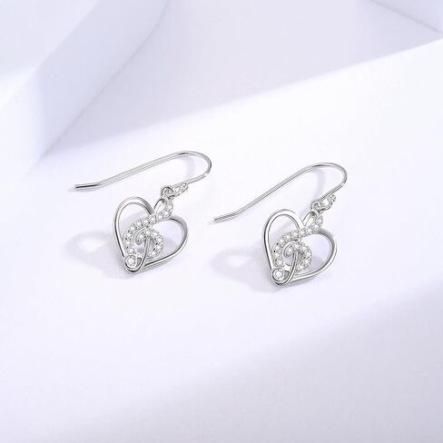 Music Note Necklace Earrings for Women Sterling Silver Classic Treble Clef Music Pendant Musical Jewelry Graduation Gifts for Musician Music Student in Saudi Arabia