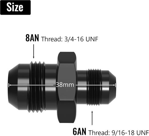 AN Male to AN Male Swivel Flare Union Fitting Adapter, Black Straight Hard Aluminum Hex Anodized Connector, Automotive Accessories Suitable for Vehicle Fuel Oil Line Modification (4AN to 4AN) in Saudi Arabia
