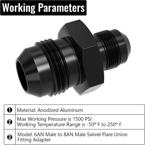 AN Male to AN Male Swivel Flare Union Fitting Adapter, Black Straight Hard Aluminum Hex Anodized Connector, Automotive Accessories Suitable for Vehicle Fuel Oil Line Modification (4AN to 4AN) in Saudi Arabia