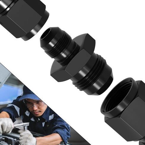 AN Male to AN Male Swivel Flare Union Fitting Adapter, Black Straight Hard Aluminum Hex Anodized Connector, Automotive Accessories Suitable for Vehicle Fuel Oil Line Modification (4AN to 4AN) in Saudi Arabia