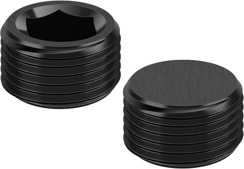 2PCS 3/4 NPT Male Thread Allen Head Hex Socket Pipe Plug Fitting, Black Anodized Aluminum Hard Adapter, Automotive Accessories Suitable for Vehicle Fuel Oil Line End Modification in Kuwait