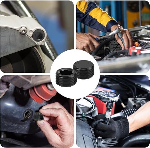 2PCS 3/4 NPT Male Thread Allen Head Hex Socket Pipe Plug Fitting, Black Anodized Aluminum Hard Adapter, Automotive Accessories Suitable for Vehicle Fuel Oil Line End Modification in Kuwait