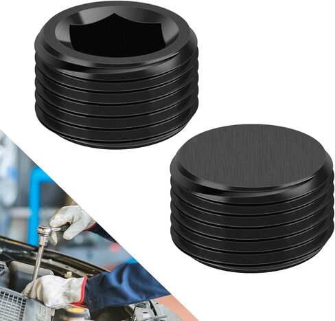2PCS 3/4 NPT Male Thread Allen Head Hex Socket Pipe Plug Fitting, Black Anodized Aluminum Hard Adapter, Automotive Accessories Suitable for Vehicle Fuel Oil Line End Modification in Kuwait