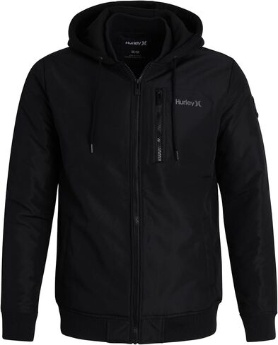 Hurley Men's Bomber Jacket - Cozy Skyler Sherpa Lined Full Zip Up Hoodie Jacket for Men - Casual Men's Jacket (S-XL) in Saudi Arabia