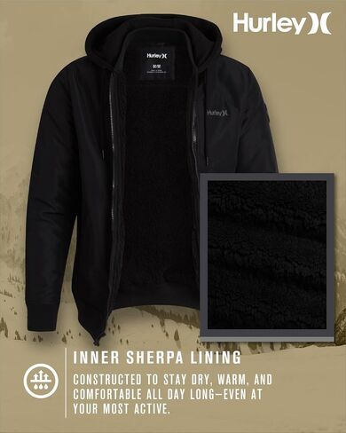 Hurley Men's Bomber Jacket - Cozy Skyler Sherpa Lined Full Zip Up Hoodie Jacket for Men - Casual Men's Jacket (S-XL) in Saudi Arabia