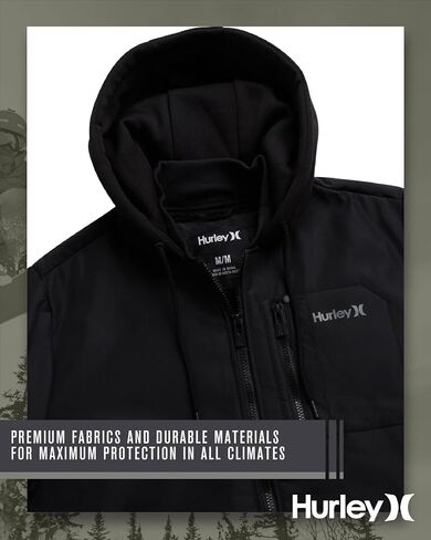 Hurley Men's Bomber Jacket - Cozy Skyler Sherpa Lined Full Zip Up Hoodie Jacket for Men - Casual Men's Jacket (S-XL) in Saudi Arabia