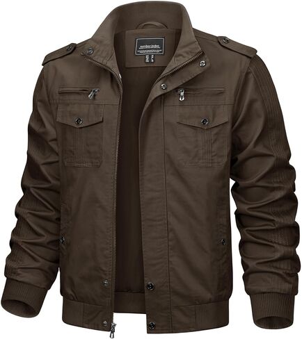 TACVASEN Men's Military Lightweight Jacket Army Cargo Windbreaker Zip Front Stand Collar Cotton Jackets with Multi Pockets in Saudi Arabia