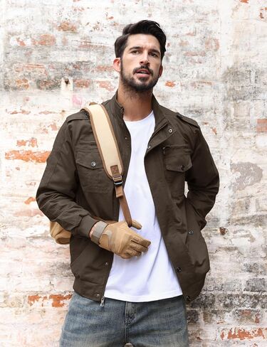 TACVASEN Men's Military Lightweight Jacket Army Cargo Windbreaker Zip Front Stand Collar Cotton Jackets with Multi Pockets in Saudi Arabia