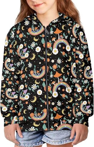 Sweatshirts for Girls Boys Fashion Hoodies with Pockets Kids Hooded Sweatshirt Full Zip Hoodies Winter Outerwear in Kuwait