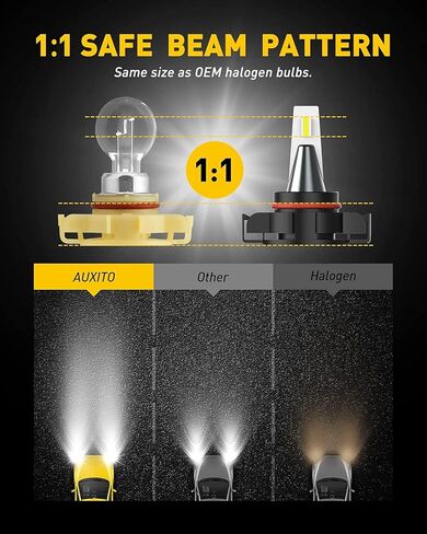 مصابيح ضباب AUXITO 5202 H16 LED، 6500K أبيض بارد، رقائق CSP سطوع 400%، 5201 PS19W PS24W 9009 12085 لمبة هالوجين DRL بديلة لسييرا سيلفرادو يوكون تاهو كانيون، عبوتان in Kuwait