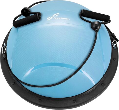 Sportneer Half Balance Ball - Inflatable Half Exercise Ball Balance Trainer with Resistance Bands & Pump - Non-slip Half Yoga Ball for Stability, Core Training, Physical Therapy - Home Gym Equipment in Saudi Arabia
