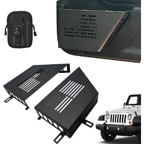 Metal Front Door Storage Box Black Door Side Insert Organizer Box Pockets for 2007-2018 Jeep Wrangler JK 2/4 Door 2pcs Grille front face design (Grille Front Door) in Kuwait
