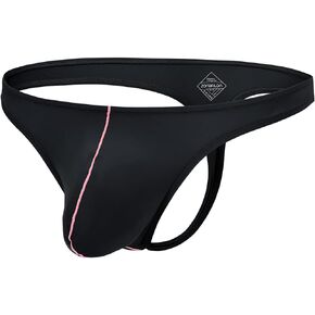 Men's Striped Thong Sexy Low Rise Elastic Waistband T-back Underwear G-String Bulge Pouch Tagless Bikini Brief